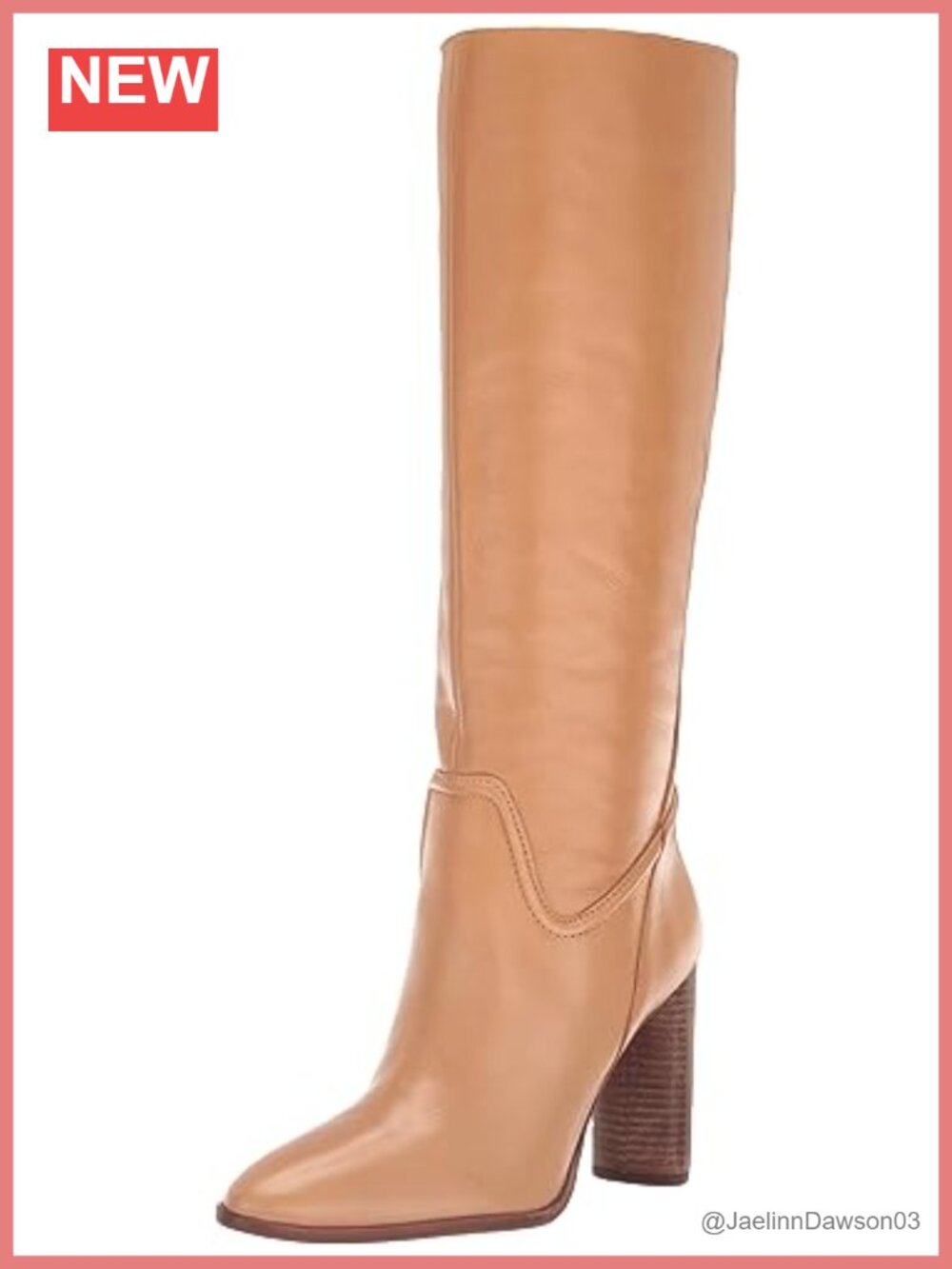 Leather Knee High Boot Almond Toe Zip Closure